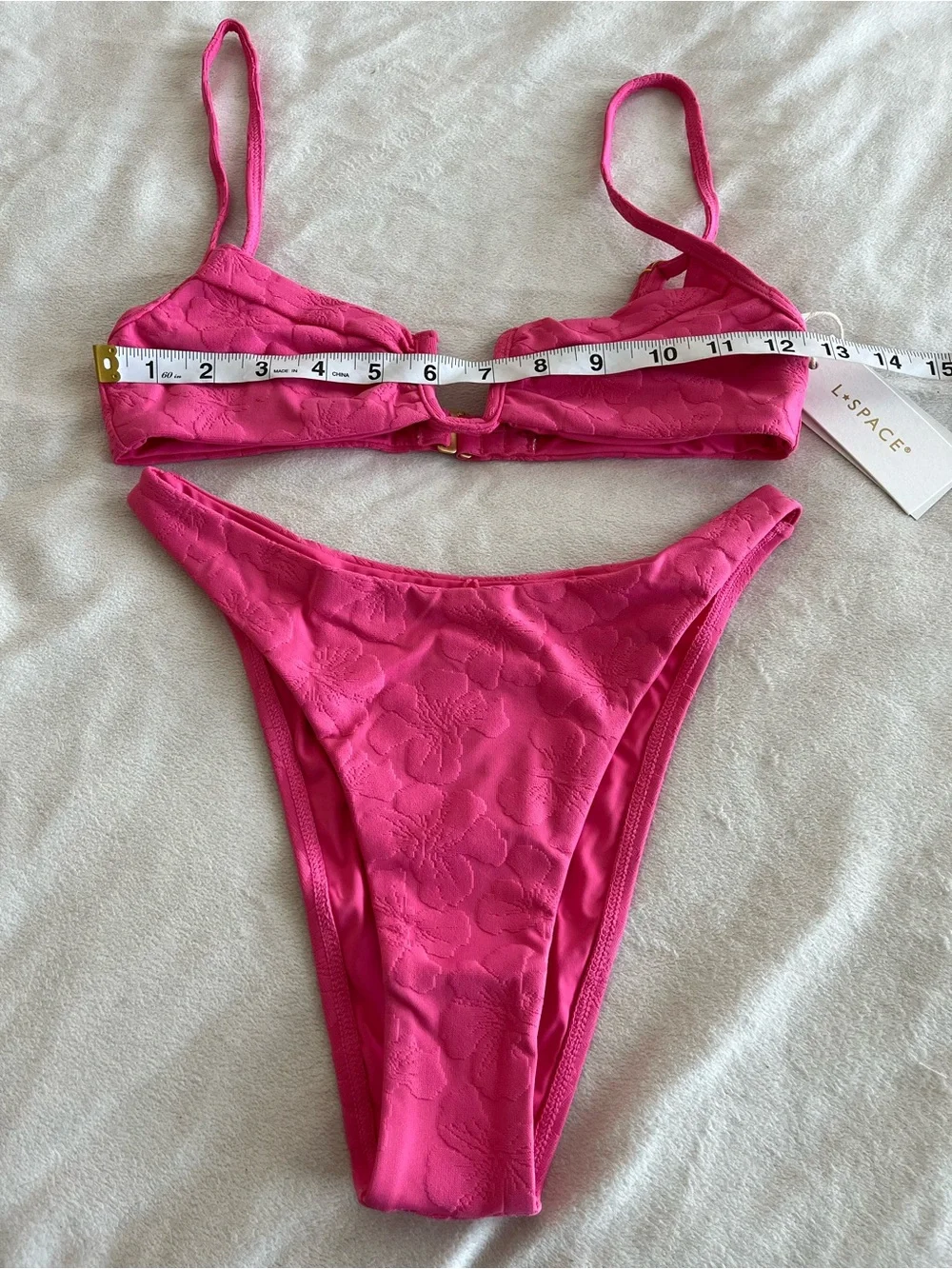 L*Space Bikini Set Peyton Top & Leilani Bottom Small Pink Floral Swim Resortwear